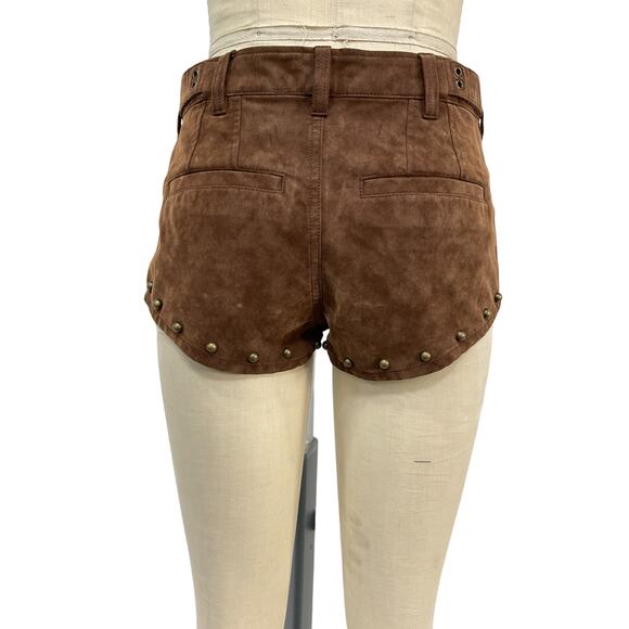 We The Free The Cool Kid Brown Polyurethane Suede Micro Shorts Size 4 - Picture 3 of 5